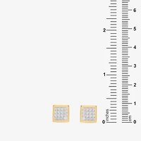 3/4 CT. T.W. Natural White Diamond 10K Gold 9.7mm Square Stud Earrings