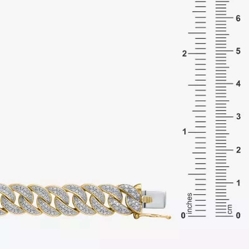 Mens 14K Gold Over Silver Sterling Silver 8 1/2 Inch Solid Chain Bracelet