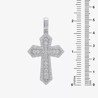Mens 2 CT. T.W. Natural White Diamond 10K Gold 10K White Gold Cross Pendant
