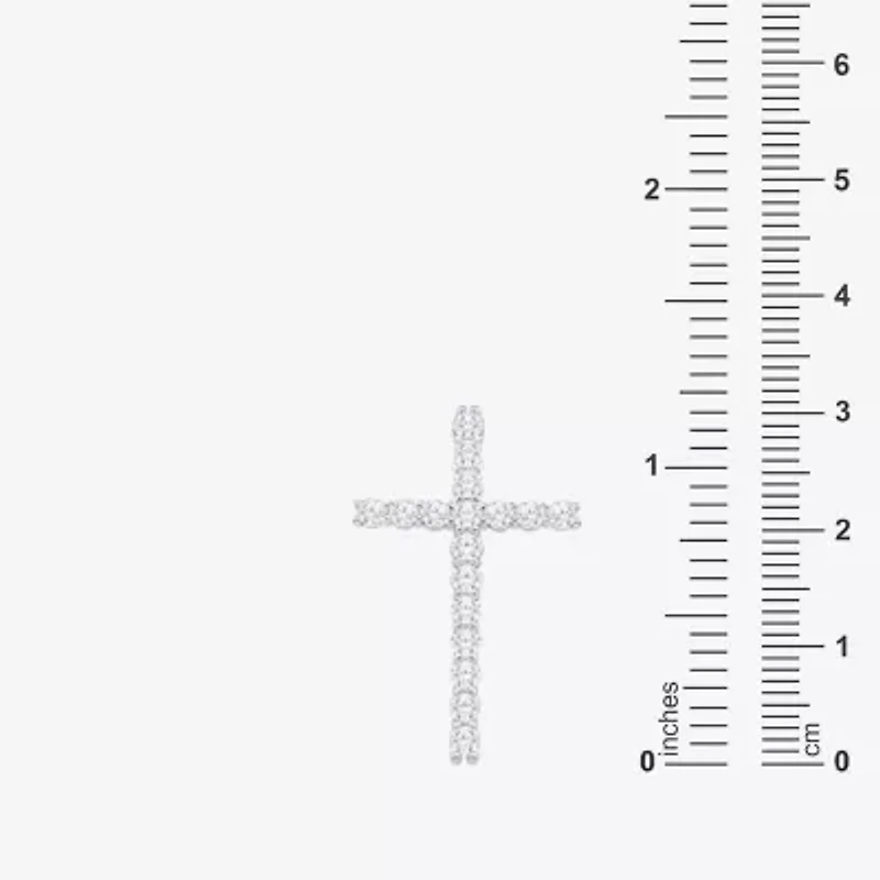 (I / I1) Mens 1 1/2 CT. T.W. Lab Grown White Diamond 10K Gold 10K White Gold Cross Pendant