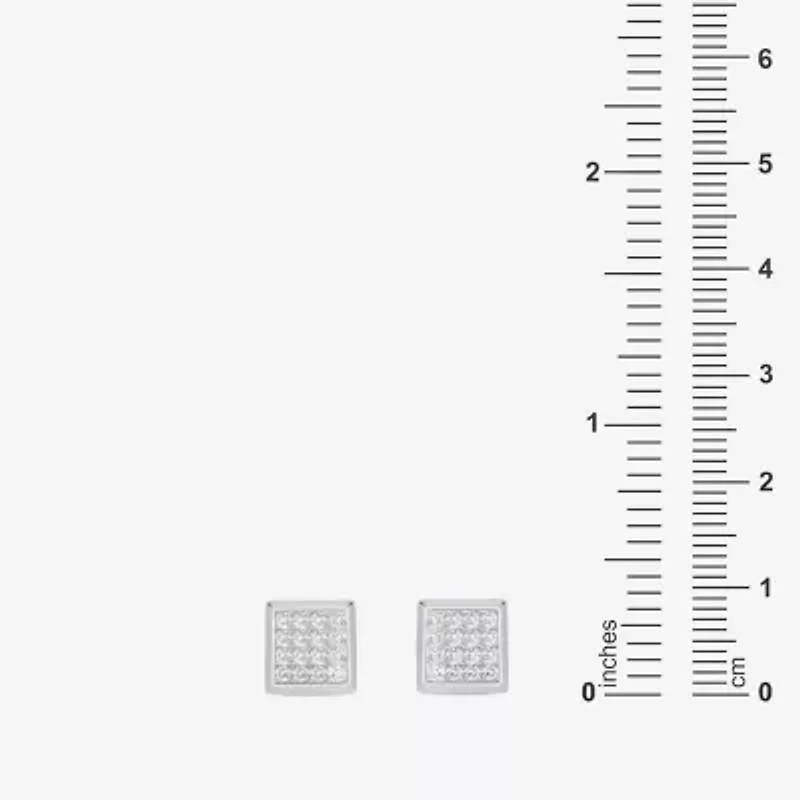 3/4 CT. T.W. Natural White Diamond 10K White Gold 9.7mm Square Stud Earrings