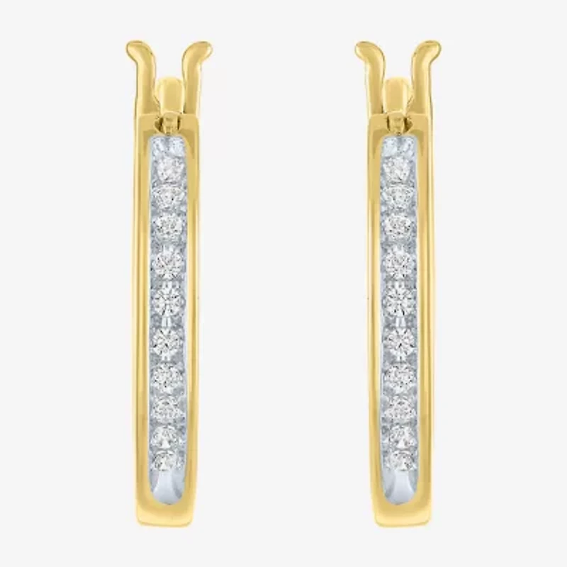 (I1-I2/ G-H) Womens 1/10 CT. T.W. Lab Grown White Diamond 14K Gold Over Silver Sterling Silver 17mm Hoop Earrings