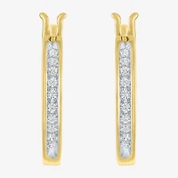 (I1-I2/ G-H) Womens 1/10 CT. T.W. Lab Grown White Diamond 14K Gold Over Silver Sterling Silver 17mm Hoop Earrings