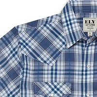 Ely Cattleman Textured Aztec Plaid Big and Tall Mens Short Sleeve Western Shirt