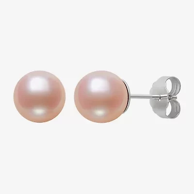 Pink Cultured Freshwater Pearl Sterling Silver 8mm Ball Stud Earrings