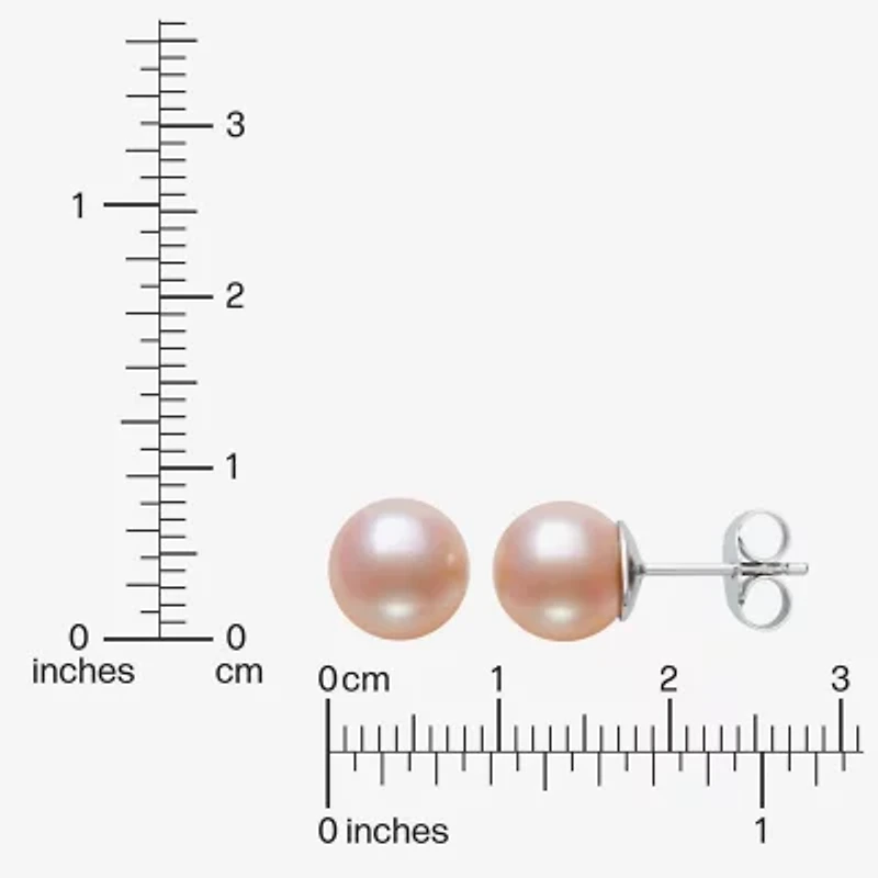 Pink Cultured Freshwater Pearl Sterling Silver 8mm Ball Stud Earrings