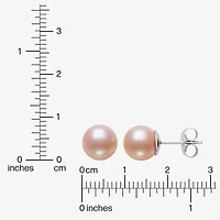 Pink Cultured Freshwater Pearl Sterling Silver 8mm Ball Stud Earrings