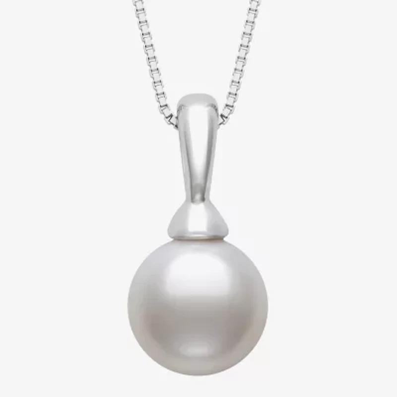 Womens White Cultured Freshwater Pearl Sterling Silver Ball 18 Inch Pendant Necklace