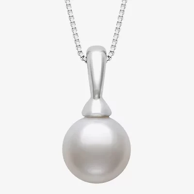 Womens White Cultured Freshwater Pearl Sterling Silver Ball 18 Inch Pendant Necklace