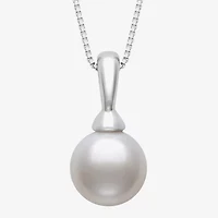 Womens White Cultured Freshwater Pearl Sterling Silver Ball 18 Inch Pendant Necklace