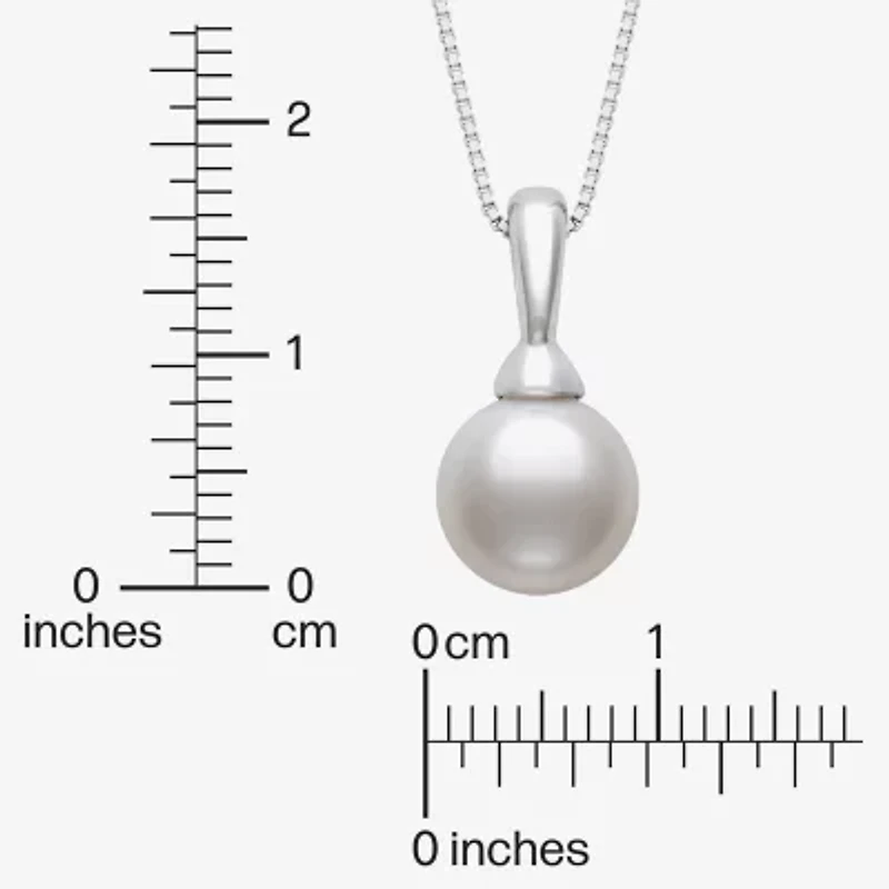 Womens White Cultured Freshwater Pearl Sterling Silver Ball 18 Inch Pendant Necklace