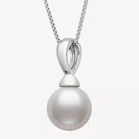 Womens White Cultured Freshwater Pearl Sterling Silver Ball 18 Inch Pendant Necklace