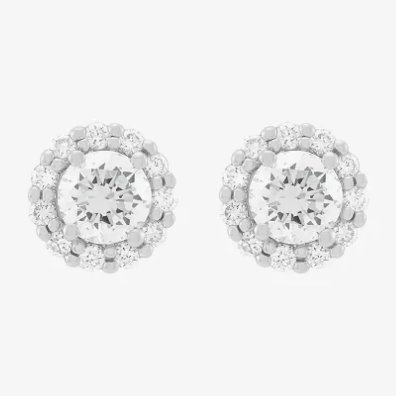 1 CT. T.W. Lab Grown White Diamond 14K White Gold Round Stud Earrings