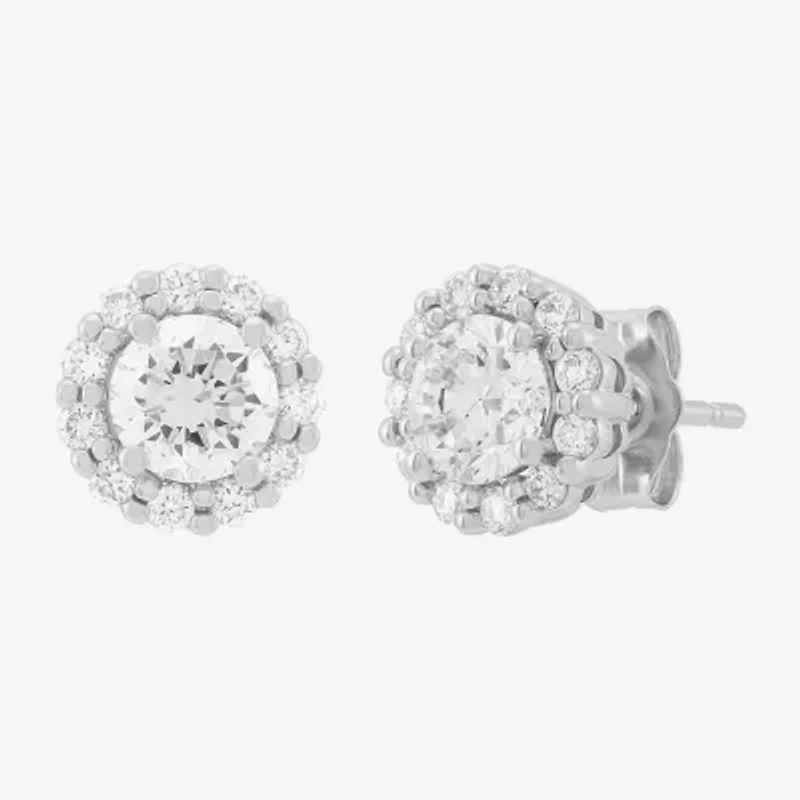 1 CT. T.W. Lab Grown White Diamond 14K White Gold Round Stud Earrings