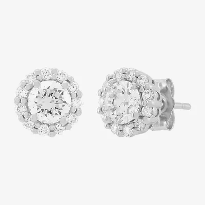 1 CT. T.W. Lab Grown White Diamond 14K White Gold Round Stud Earrings