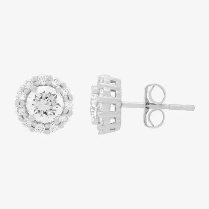 1 CT. T.W. Lab Grown White Diamond 14K White Gold Round Stud Earrings