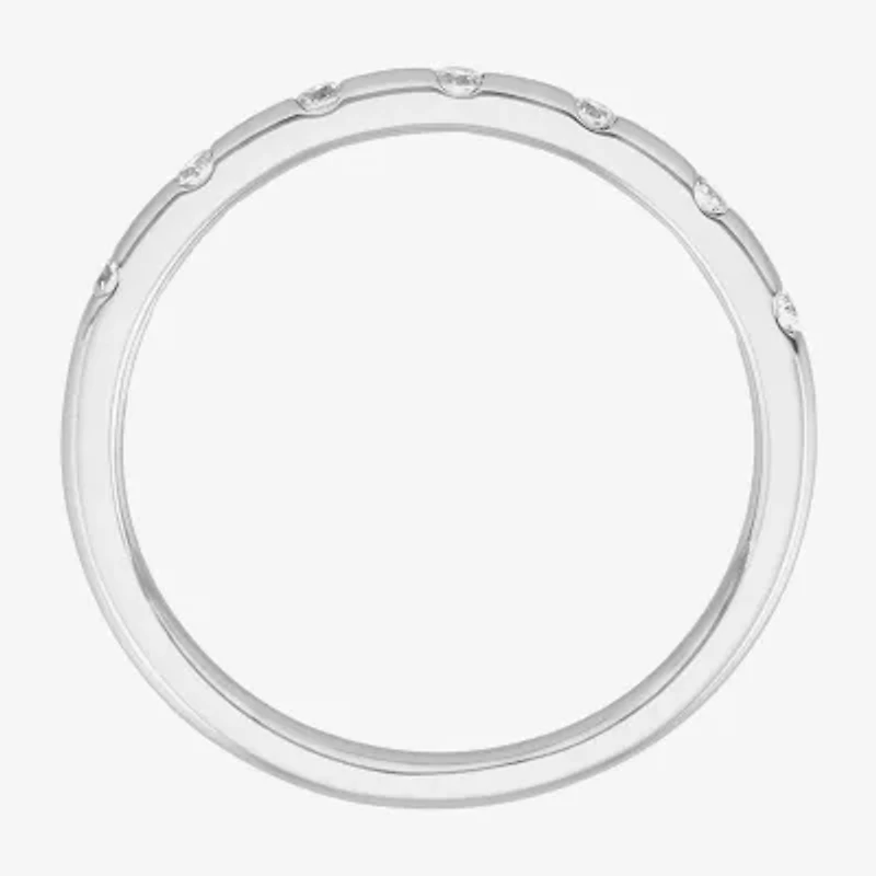 Womens 1/10 CT. T.W. Lab Grown White Diamond 10K White Gold Band