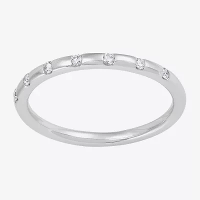 Womens 1/10 CT. T.W. Lab Grown White Diamond 10K White Gold Band