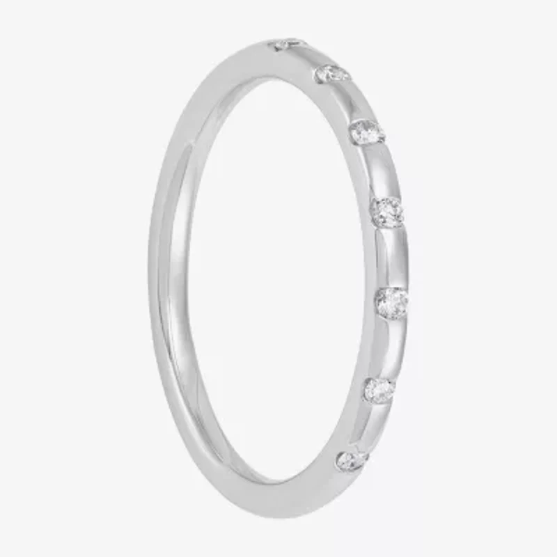 Womens 1/10 CT. T.W. Lab Grown White Diamond 10K White Gold Band