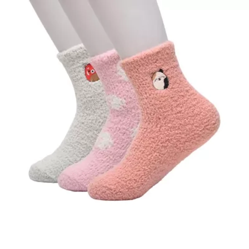 Cozy Little & Big Kid Girls 3 Pair Squishmallows Crew Socks