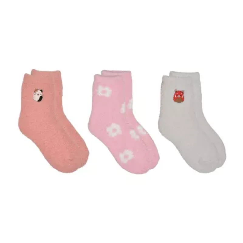 Cozy Little & Big Kid Girls 3 Pair Squishmallows Crew Socks