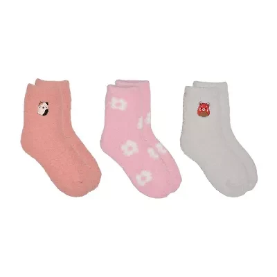 Cozy Little & Big Kid Girls 3 Pair Squishmallows Crew Socks