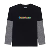 Little & Big Kid Boys Crew Neck Long Sleeve Regular Fit Super Mario Graphic T-Shirt