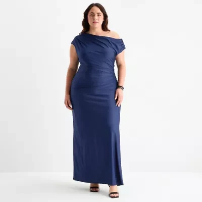 Premier Amour One Shoulder Womens Evening Gown Plus