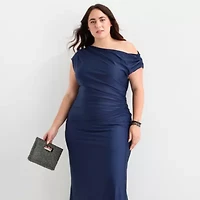 Premier Amour One Shoulder Womens Evening Gown Plus