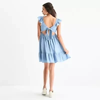 by&by Womens Short Sleeve Fit + Flare Dress Juniors