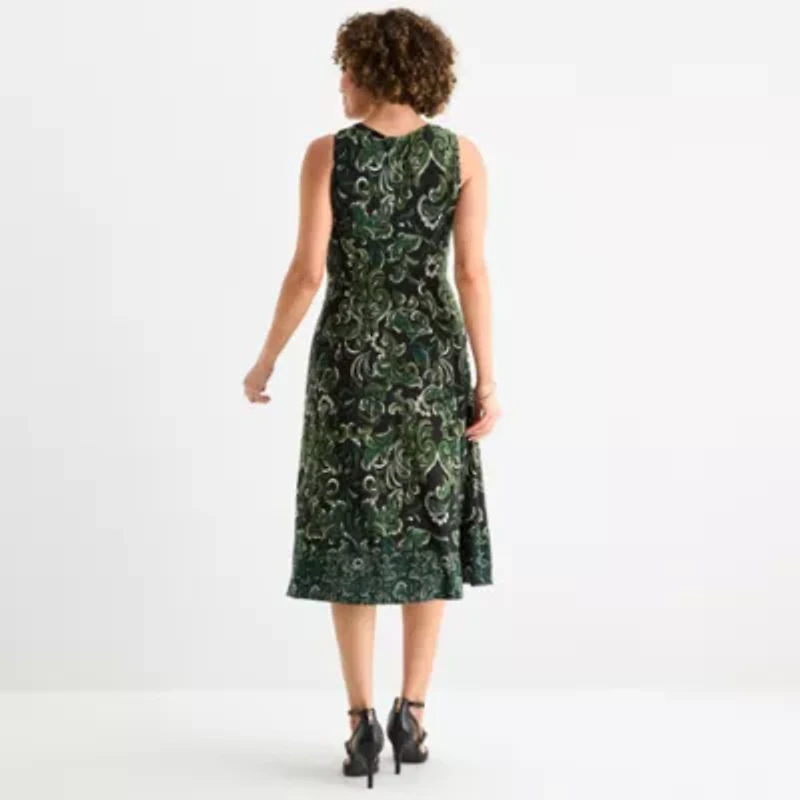 Danny & Nicole Womens Floral Midi Jacket Dress