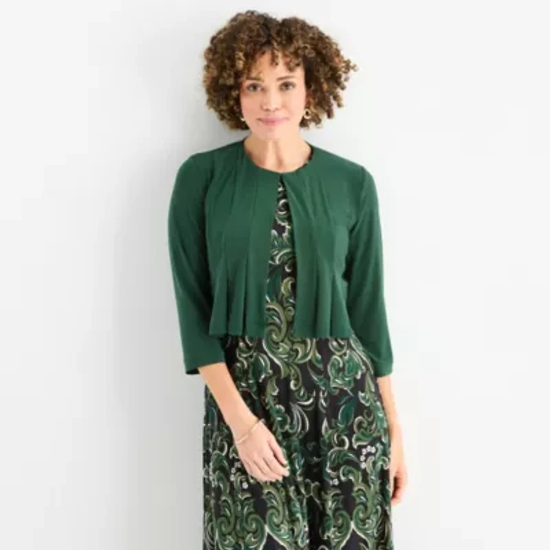Danny & Nicole Womens Floral Midi Jacket Dress