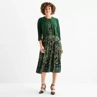 Danny & Nicole Womens Floral Midi Jacket Dress