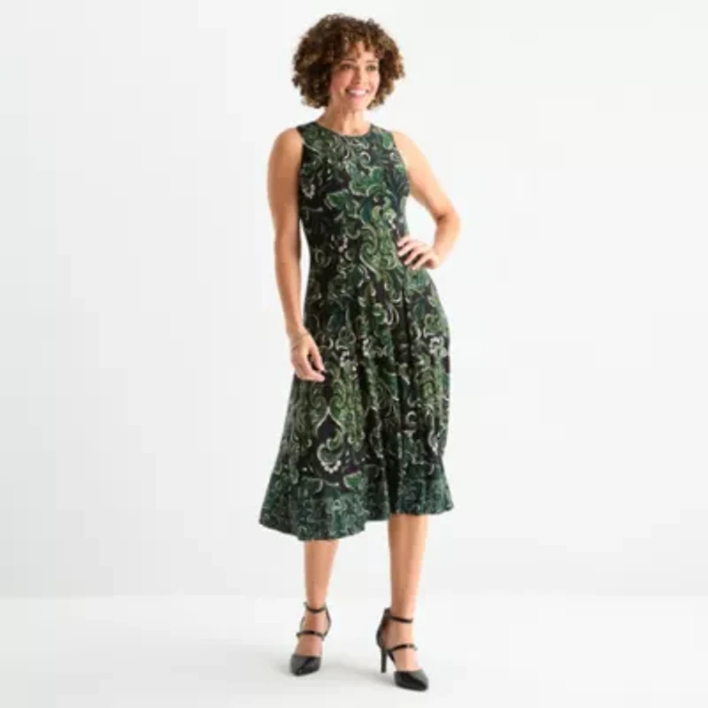 Danny & Nicole Womens Floral Midi Jacket Dress