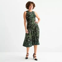 Danny & Nicole Womens Floral Midi Jacket Dress