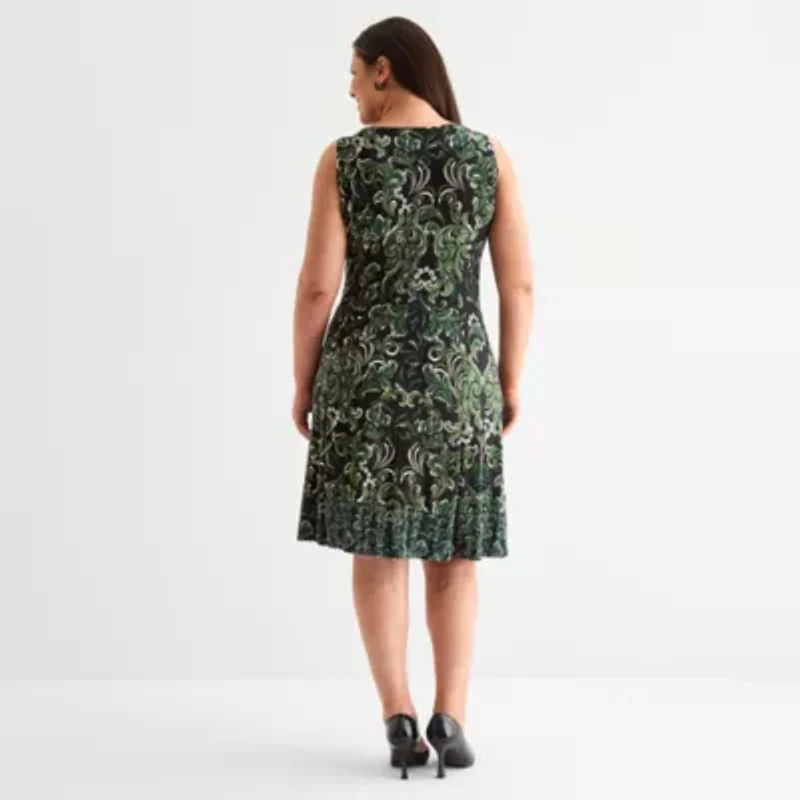 Danny & Nicole Womens Floral Midi Jacket Dress Plus