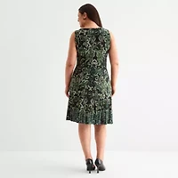 Danny & Nicole Womens Floral Midi Jacket Dress Plus