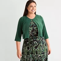 Danny & Nicole Womens Floral Midi Jacket Dress Plus