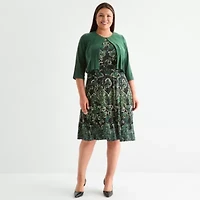 Danny & Nicole Womens Floral Midi Jacket Dress Plus