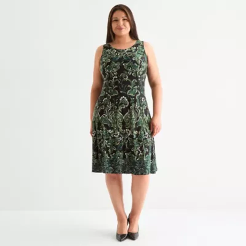 Danny & Nicole Womens Floral Midi Jacket Dress Plus