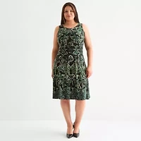 Danny & Nicole Womens Floral Midi Jacket Dress Plus
