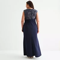 Brianna Milay Womens Sequin Sleeveless Evening Gown Plus