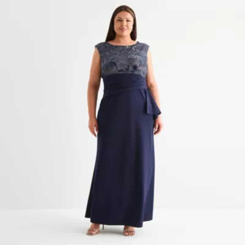 Brianna Milay Womens Sequin Sleeveless Evening Gown Plus