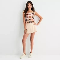 by&by Womens Juniors Square Neck Sleeveless Tank Top