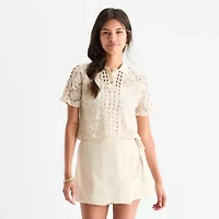 by&by Juniors Womens Short Sleeve Polo Shirt