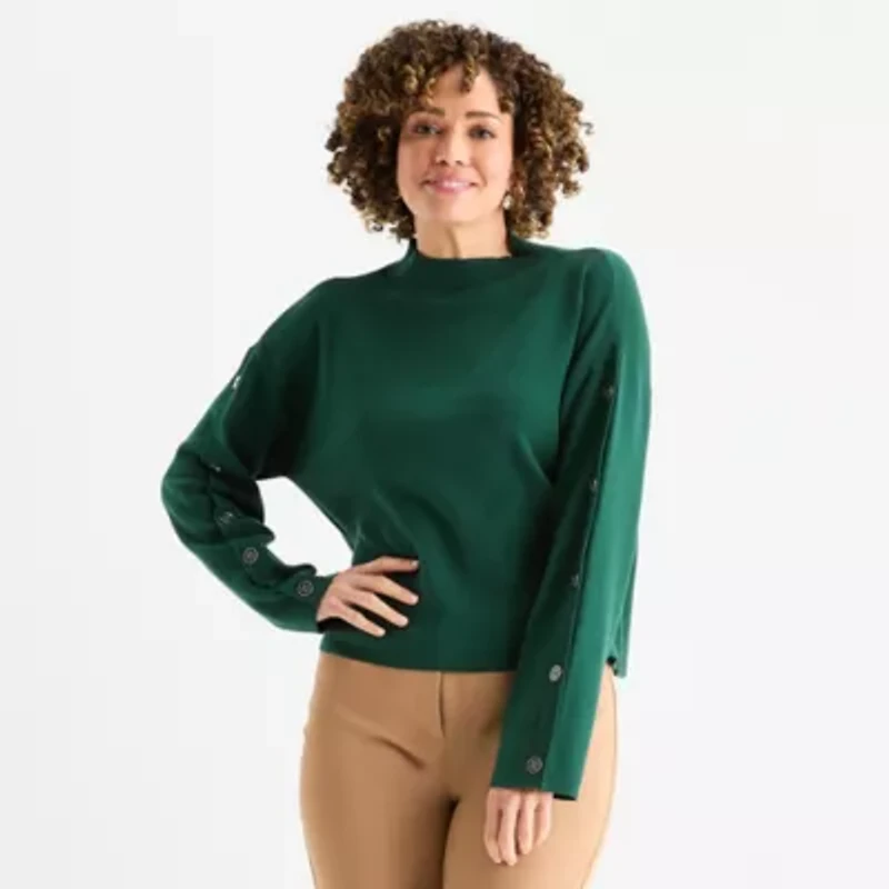 Liz Claiborne Womens V Neck Short Sleeve Pullover Sweater