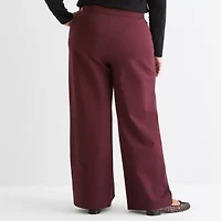 St. John's Bay Womens Loose Fit Wide Leg Plus Pull-On Pant