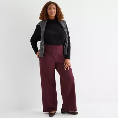 St. John's Bay Womens Loose Fit Wide Leg Plus Pull-On Pant