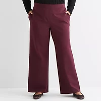 St. John's Bay Womens Loose Fit Wide Leg Plus Pull-On Pant