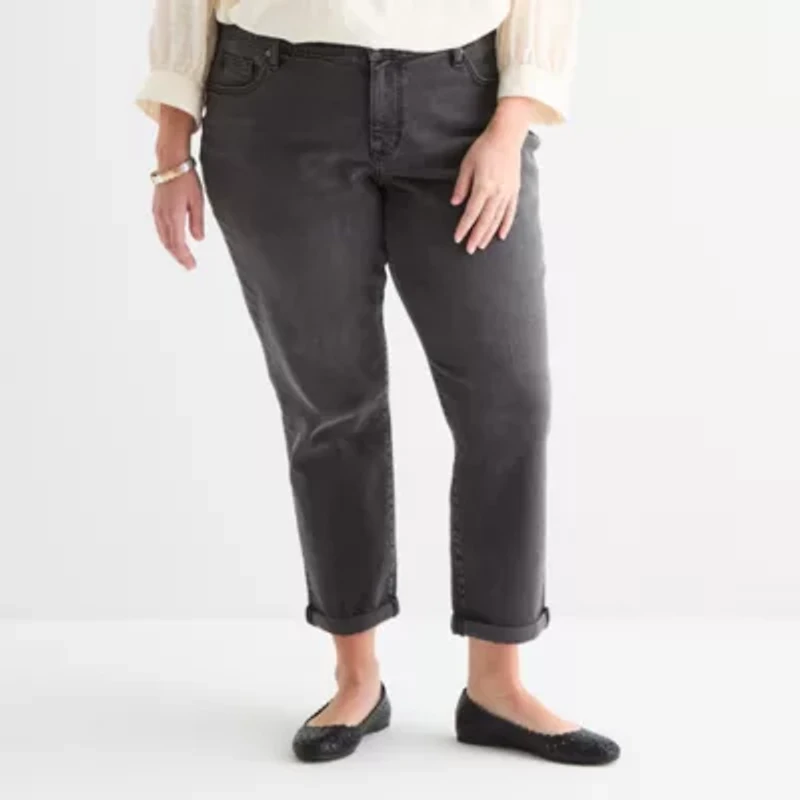 St. John's Bay Plus Womens Mid Rise Regular Fit Jean